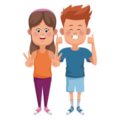 Cute kids friends cartoon icon vector illustration graphic design