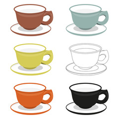 Obraz premium Cups and saucers of different cly types.