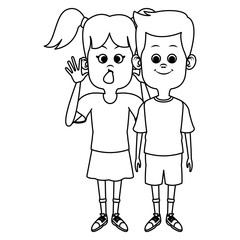 Cute kids friends cartoon icon vector illustration graphic design