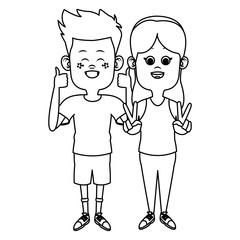 Cute kids friends cartoon icon vector illustration graphic design