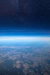 High altitude view between sky and space , in to the dark