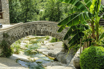 sight of a medieval bridge in the locality of Beget, Gerona, Spain.
