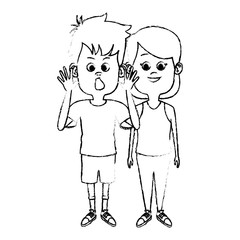 Cute kids friends cartoon icon vector illustration graphic design