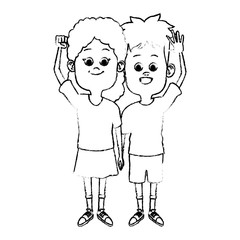 Cute kids friends cartoon icon vector illustration graphic design