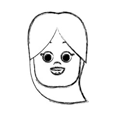 Cute girl face icon vector illustration graphic design