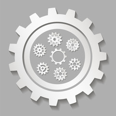 Set of gears. Silver gears for the designer project. Vector illustration.
