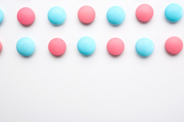 Colorful pills on white background