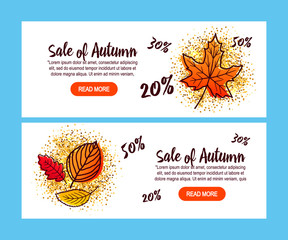 Autumn sale flyer template with lettering.