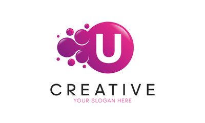 Dots Letter U Logo. U Letter Design Vector with Dots.