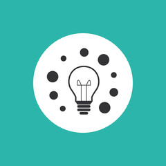 light bulb, ring of bubbles - shining, icon, symbol, pictogram, sign - perfect for web & print - vector - cute - grey, dark, mint frame