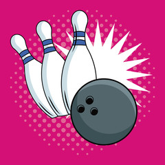 Bowling pop art cartoon vector illustration graphic