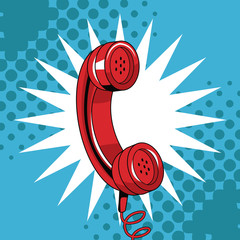 Telefoon popart cartoon vector afbeelding afbeelding