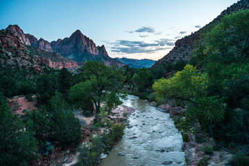 The Watchman at Zion National Park at dusk