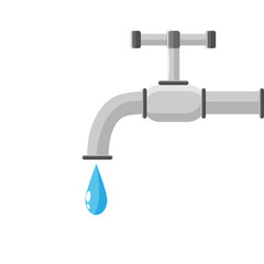water tap with a drop of water. vector illustration