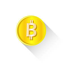 bitcoin. golden coin with shadow, coin icon. vector illustration