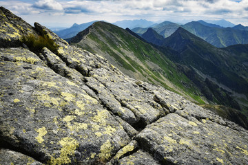 mountain landscape with stone in the foreground