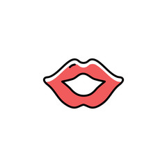 Lips icon Thin line art design, Vector flat illustration
