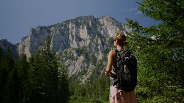 Beautiful woman hiker near Gruner See, Austria