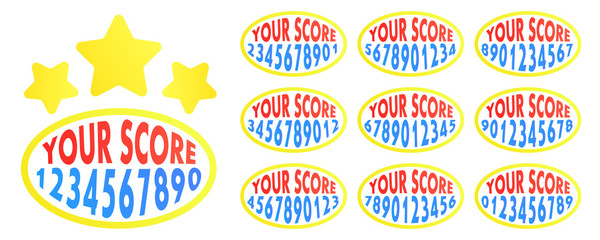 Your score. Game score with all numbers for mobile app. Elements for game design. Vector
