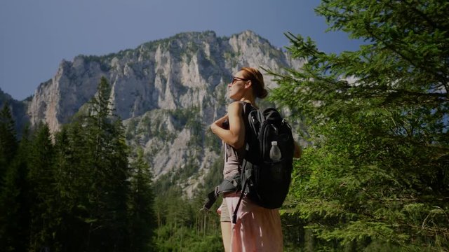 Beautiful woman hiker near Gruner See, Austria