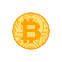 Bitcoin coin isolated. Crypto currency symbol. Virtual money sign. Vector illustration