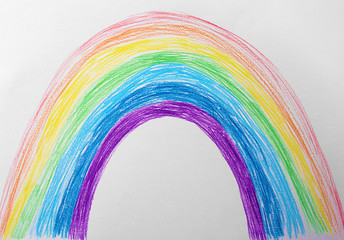 Child's drawing of colorful rainbow