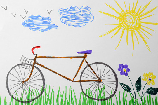 Child's drawing of bicycle