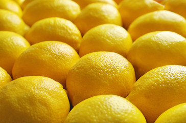 Ripe yellow lemons, closeup
