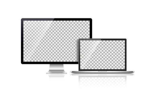 Realistic Monitor and Laptop - Stock Vector