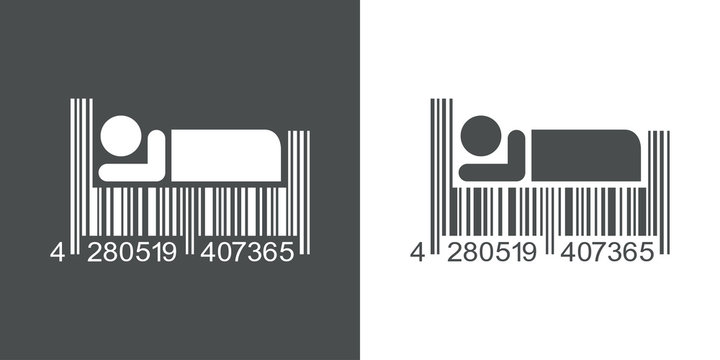 Icono plano codigo de barras dormir gris y blanco