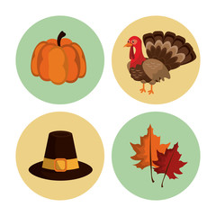 Thanksgiving round icons set icon vector illustration graphic design