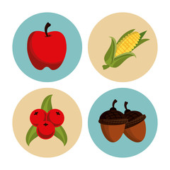 Thanksgiving round icons set icon vector illustration graphic design