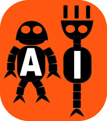 AI Word logo conceptual Illustration. Artificial Intelligence text isolated flat vector. Transparent.