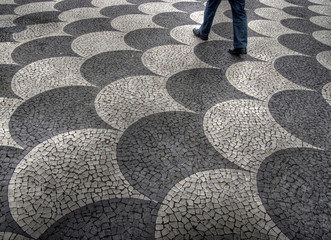Place pavée à Funchal, Madère, Portugal