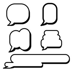 Set of cartoon text boxes with simple shapes vector illustration.Bubbles blank speech.Speech comic set vector
