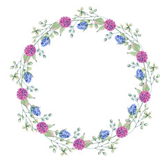watercolor flower circle frame.