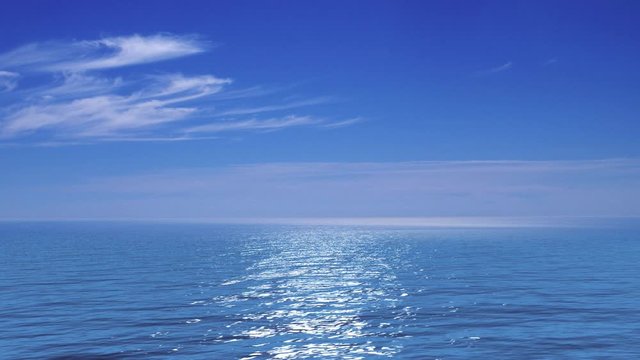 Flight over the ocean. Looped 3d animation