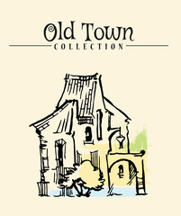 Old town cartoon style sketch