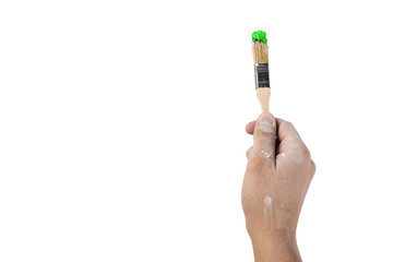 hand with a brush on white isolated background