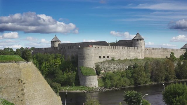 Fortress Ivangorod on border of Russia and Estonia