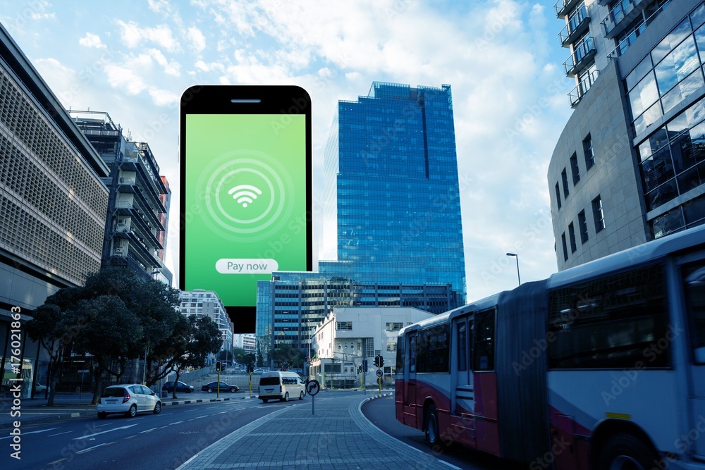 Poster composite image of smart phone with blank screen