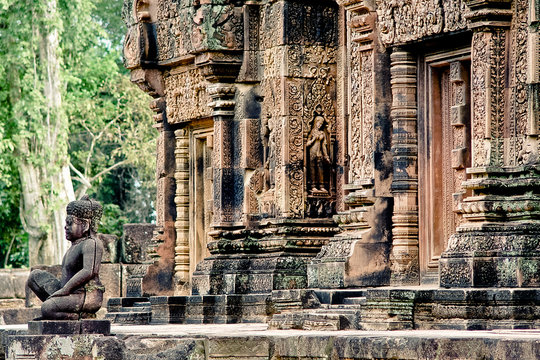 Carvings of Angkor Wat, Siemreap, Khmer Republic.