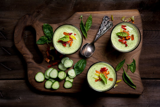Cucumber and basil gazpacho soup