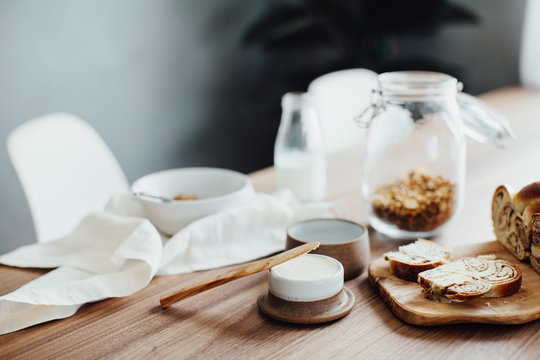 A bowl of granola served for one