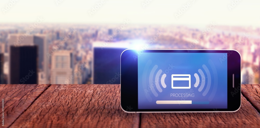 Poster composite image of smart phone with blank screen
