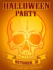 Halloween Party Background with Human Skull