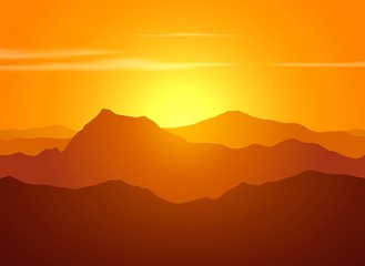 Fototapeta na wymiar Mountain range over sunset.