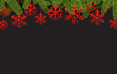 Background with red abstract snowflakes.