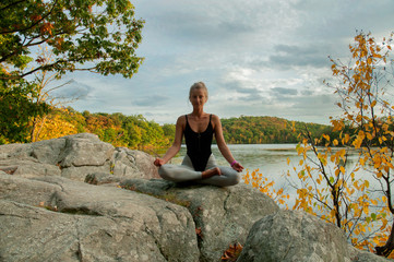 Portrait of beautiful young woman practicing yoga.