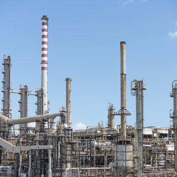 Oil and gas refinery, pipelines and towers, heavy industry
